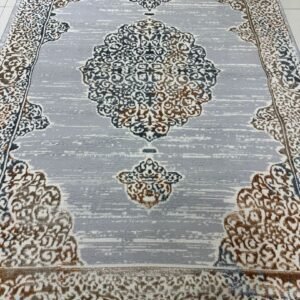 Silver Crest 3D Shiny Turkish Rug – 5.2×7.5 ft