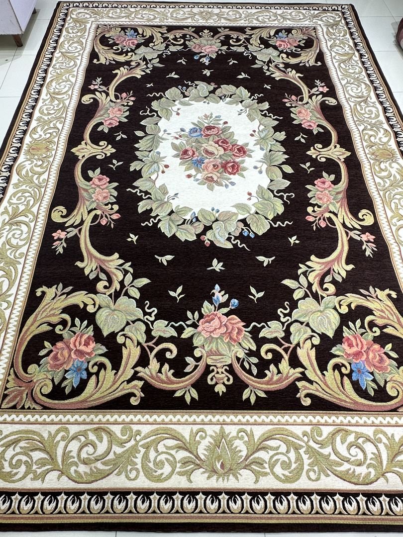 Mocha Rose Garden Irani-Style Rug – 6×9 ft