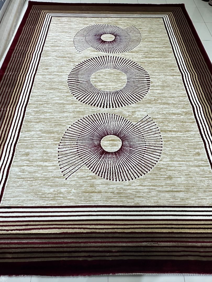 Maroon Orbit Turkish Rug – 210×300 cm