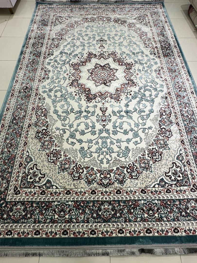 Zareen Aqua Persian-Style Turkish Rug – 6×9 ft