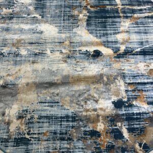 Sapphire Marble Premium Turkish 3D Shiny Abstract Round Rug – Deep Blue & Gold, 200 × 200 cm (6.5 × 6.5 ft)