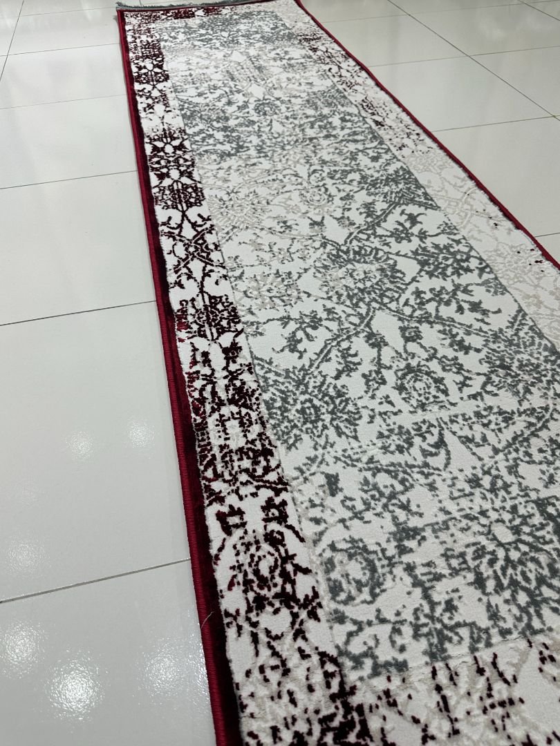 MIRA Distressed Red & Grey Turkish Runner Rug – 1.97 × 6.89 ft - Image 2