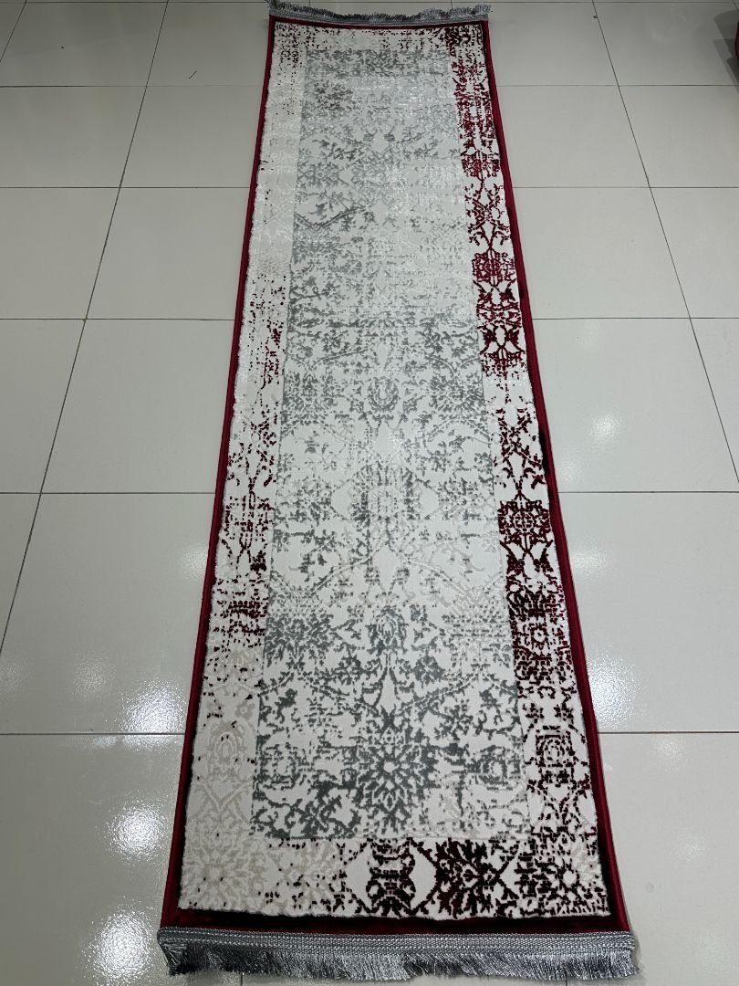 MIRA Distressed Red & Grey Turkish Runner Rug – 1.97 × 6.89 ft - Image 3