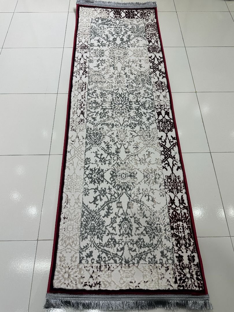 MIRA Distressed Red & Grey Turkish Runner Rug – 1.97 × 5.91 ft