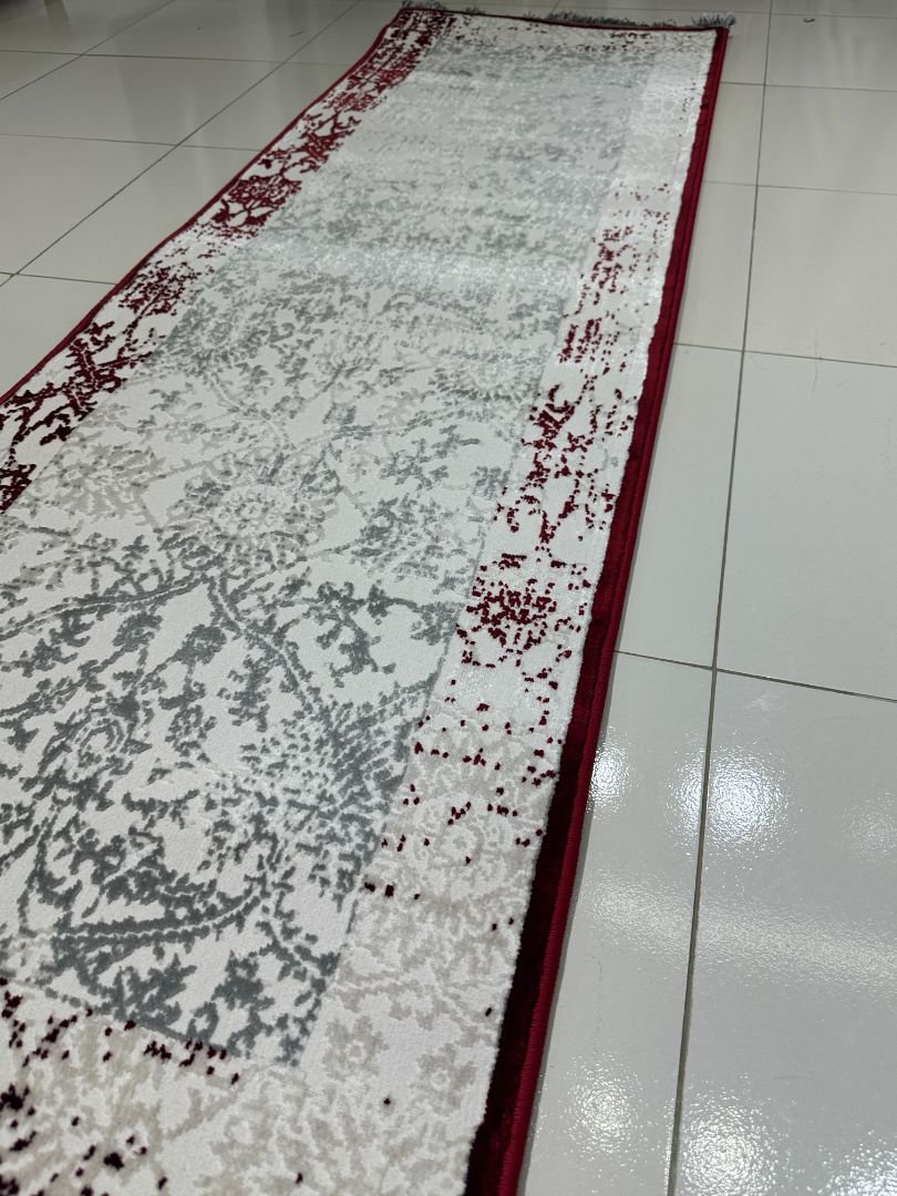 MIRA Distressed Red & Grey Turkish Runner Rug – 1.97 × 5.91 ft - Image 4