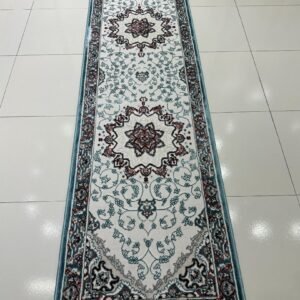 AZURA Blue Medallion Persian-Style Turkish Runner Rug – 1.97 × 6.89 ft