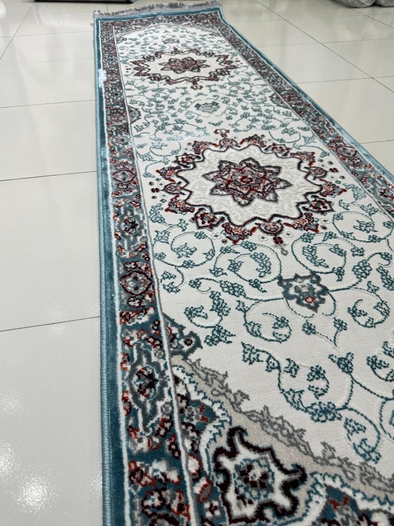 AZURA Blue Medallion Persian-Style Turkish Runner Rug – 1.97 × 6.89 ft - Image 2