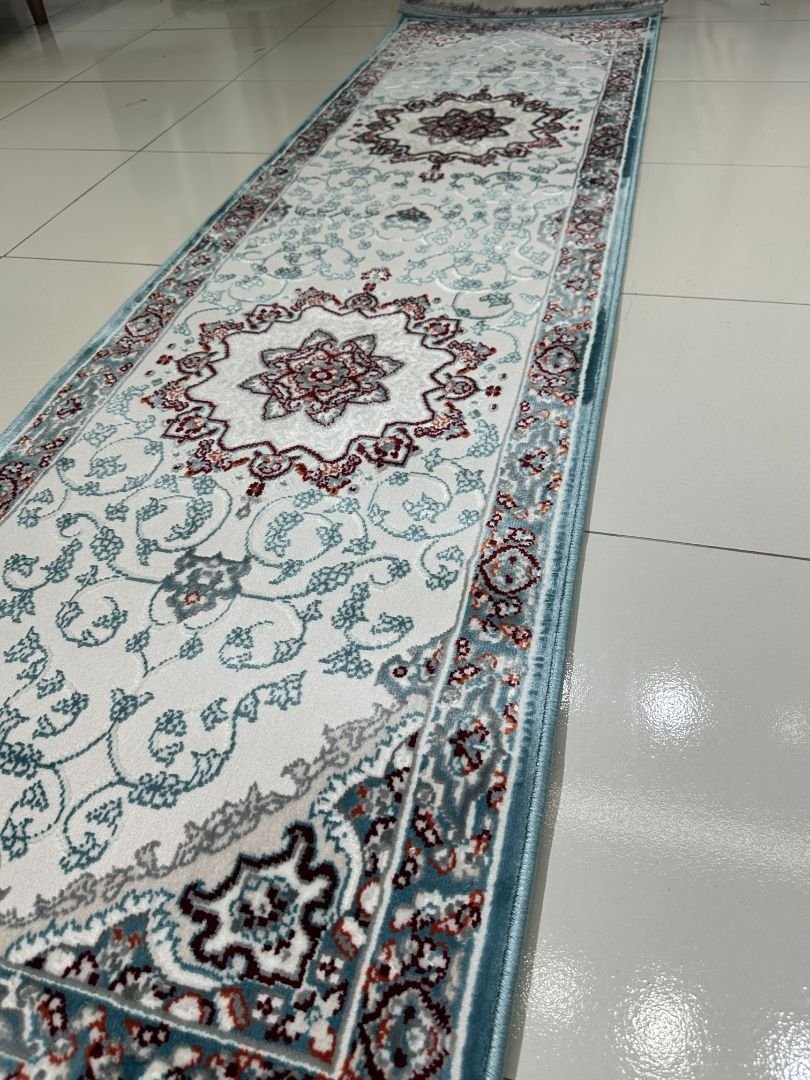 AZURA Blue Medallion Persian-Style Turkish Runner Rug – 1.97 × 6.89 ft - Image 3