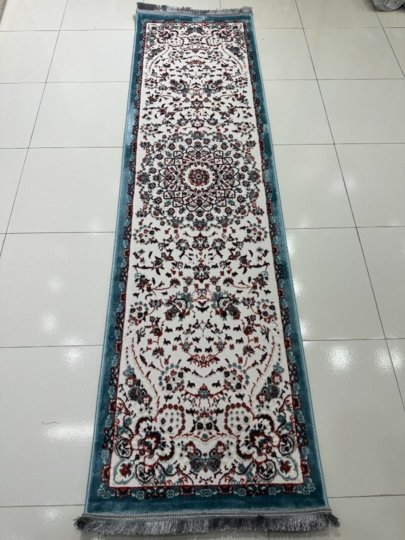 RUMI Blue Persian Medallion Turkish Runner Rug – 1.97 × 6.89 ft