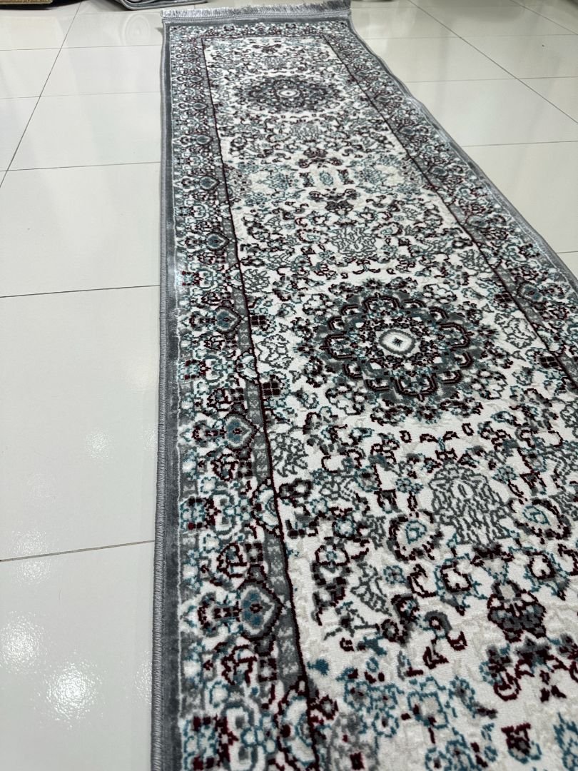 SERA Grey Persian Medallion Turkish Runner Rug – 1.97 × 6.89 ft - Image 2