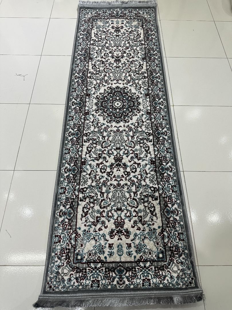 SERA Grey Persian Medallion Turkish Runner Rug – 1.97 × 5.91 ft