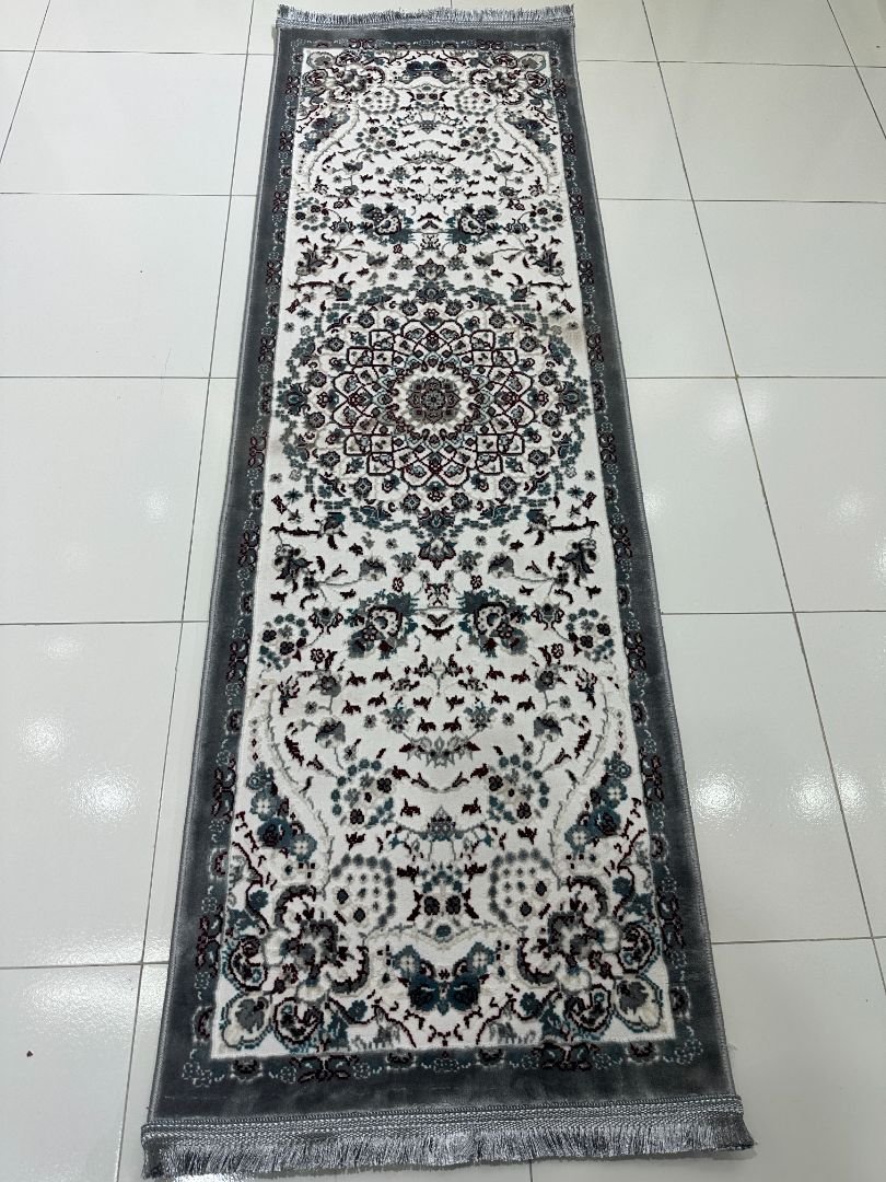 RUMI Grey Persian Medallion Turkish Runner Rug – 1.97 × 5.91 ft