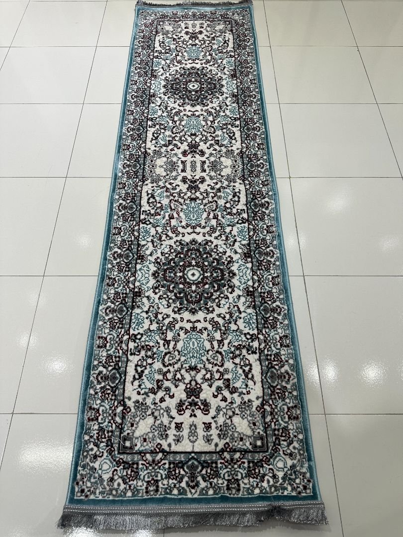 SERA Blue Persian Medallion Turkish Runner Rug – 1.97 × 6.89 ft