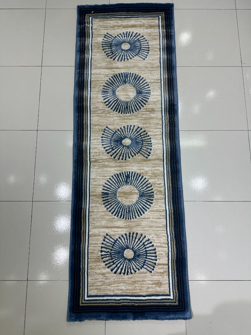 ORBIT Blue & Beige Modern Turkish Runner Rug – 1.97 × 4.91 ft - Image 3