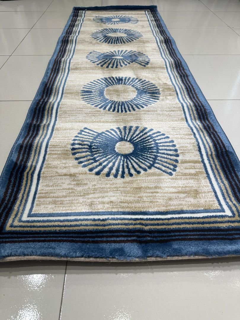 ORBIT Blue & Beige Modern Turkish Runner Rug – 1.97 × 4.91 ft - Image 4