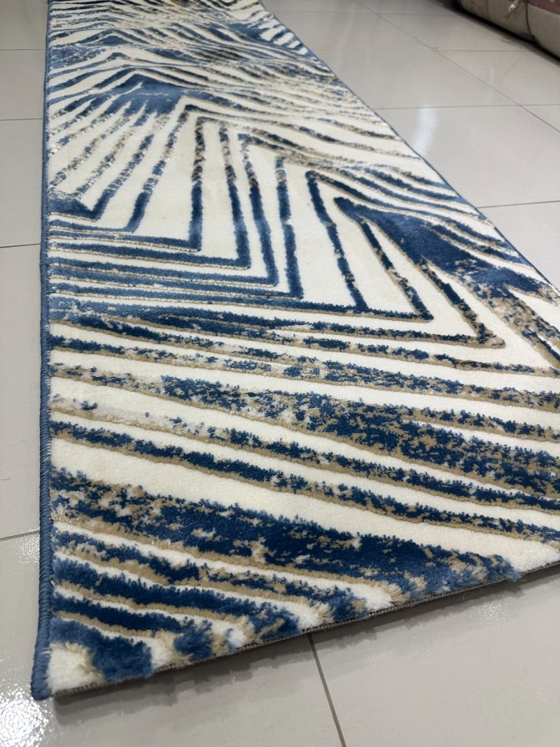 VECTRA Blue Geometric Turkish Runner Rug – 1.97 × 4.91 ft - Image 3