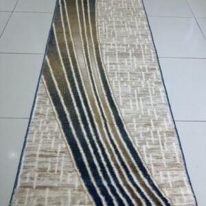 Sapphire Flow Premium Turkish Abstract Runner Rug – Blue, Beige & Ivory, 60 × 150 cm (2 × 4.9 ft)
