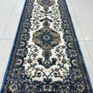 Ottoman Sapphire Premium Turkish Traditional Medallion Runner Rug – Blue & Ivory, 60 × 180 cm (2 × 5.9 ft)