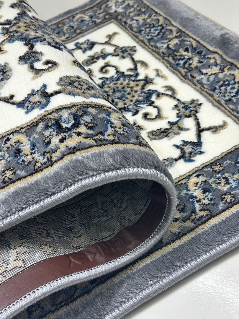 Silver Arabesque Premium Turkish Floral Runner Rug – Grey & Ivory, 60 × 150 cm (2 × 4.9 ft) - Image 5