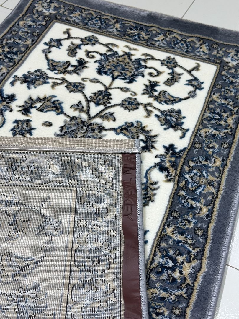 Silver Arabesque Premium Turkish Floral Runner Rug – Grey & Ivory, 60 × 150 cm (2 × 4.9 ft) - Image 6