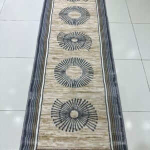 Lunar Halo Premium Turkish Geometric Runner Rug – Grey, Beige & Ivory, 60 × 180 cm (2 × 5.9 ft)