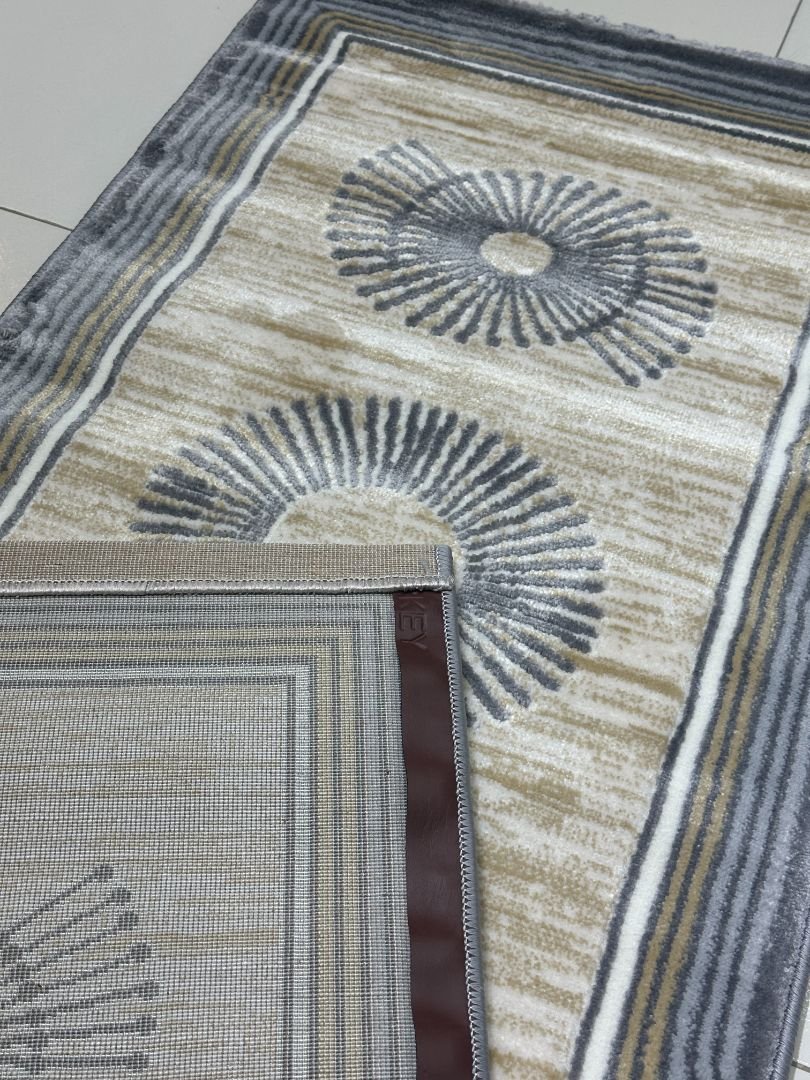 Lunar Halo Premium Turkish Geometric Runner Rug – Grey, Beige & Ivory, 60 × 180 cm (2 × 5.9 ft) - Image 6