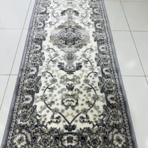 Silver Kashan Premium Turkish Traditional Medallion Runner Rug – Grey & Ivory, 60 × 150 cm (2 × 4.9 ft)