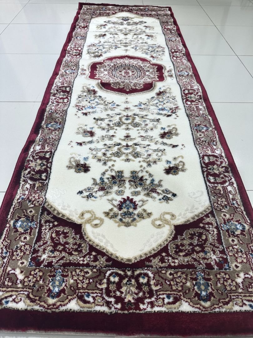 Maroon Sultana Premium Turkish Traditional Medallion Runner Rug – Maroon & Ivory, 60 × 180 cm (2 × 5.9 ft) - Image 2