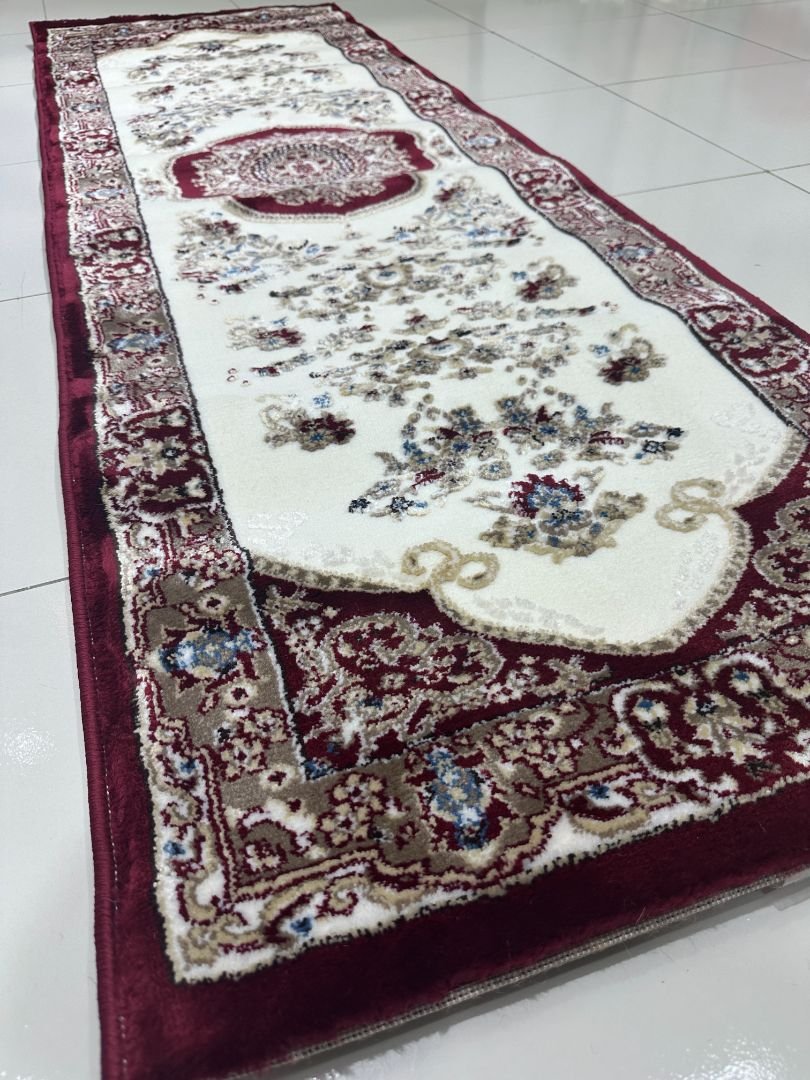 Maroon Sultana Premium Turkish Traditional Medallion Runner Rug – Maroon & Ivory, 60 × 180 cm (2 × 5.9 ft) - Image 3