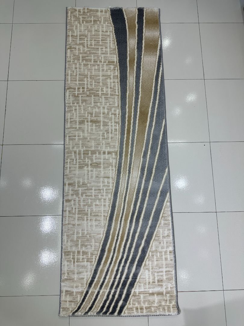 Urban Cascade Premium Turkish Abstract Runner Rug – Grey, Beige & Ivory, 60 × 180 cm (2 × 5.9 ft) - Image 3