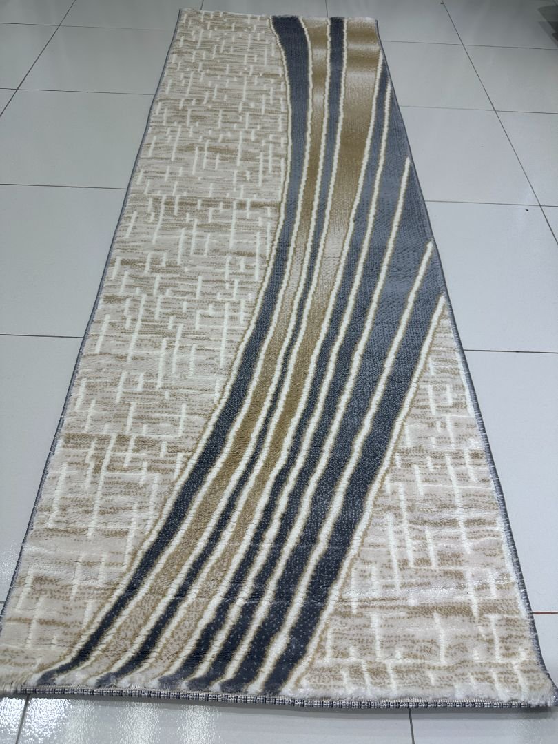 Urban Cascade Premium Turkish Abstract Runner Rug – Grey, Beige & Ivory, 60 × 180 cm (2 × 5.9 ft) - Image 4