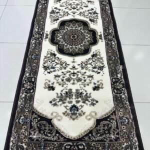 Espresso Rosette Premium Turkish Traditional Medallion Runner Rug – Brown & Ivory, 60 × 150 cm (2 × 4.9 ft)