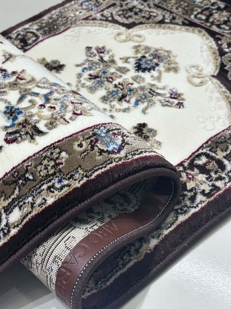 Espresso Rosette Premium Turkish Traditional Medallion Runner Rug – Brown & Ivory, 60 × 150 cm (2 × 4.9 ft) - Image 3