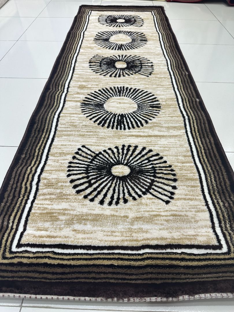 Mocha Orbit Premium Turkish Geometric Runner Rug – Brown, Beige & Ivory, 60 × 180 cm (2 × 5.9 ft) - Image 2