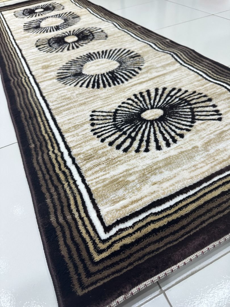 Mocha Orbit Premium Turkish Geometric Runner Rug – Brown, Beige & Ivory, 60 × 180 cm (2 × 5.9 ft) - Image 3