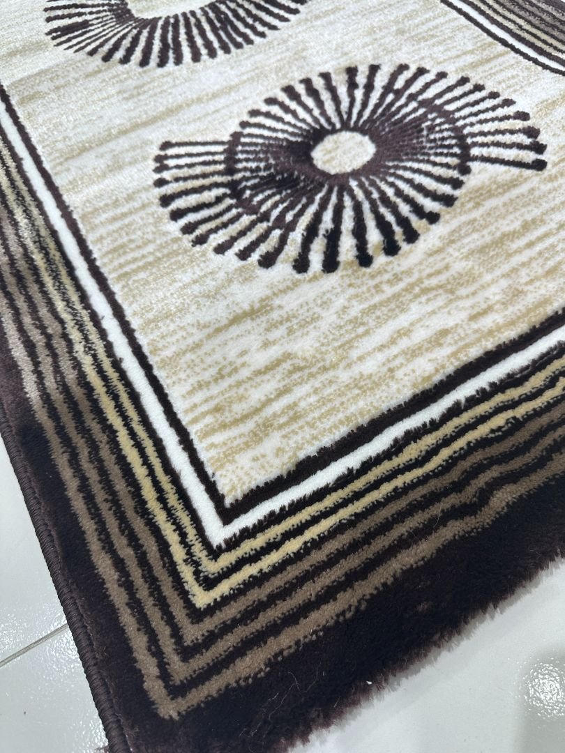 Mocha Orbit Premium Turkish Geometric Runner Rug – Brown, Beige & Ivory, 60 × 180 cm (2 × 5.9 ft) - Image 4