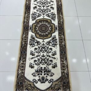 Golden Kashan Premium Turkish Traditional Medallion Runner Rug – Beige & Ivory, 60 × 180 cm (2 × 5.9 ft)