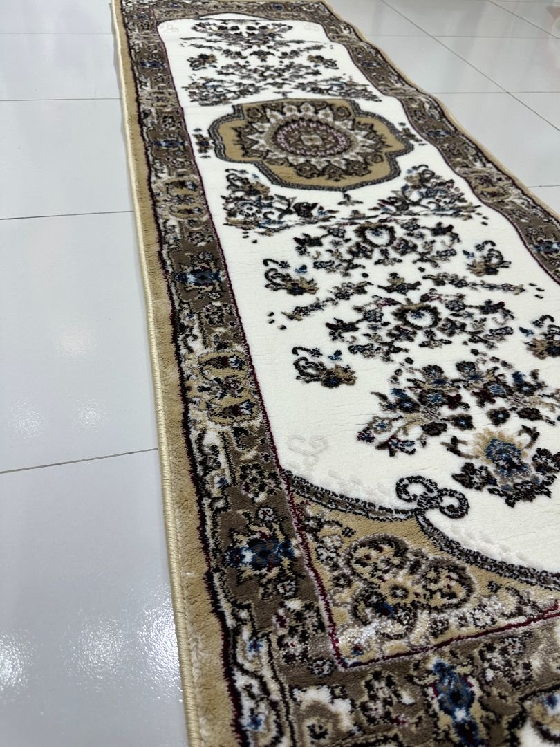 Golden Kashan Premium Turkish Traditional Medallion Runner Rug – Beige & Ivory, 60 × 180 cm (2 × 5.9 ft) - Image 2