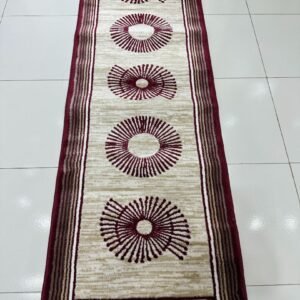Ruby Orbit Premium Turkish Geometric Runner Rug – Maroon, Beige & Ivory, 60 × 150 cm (2 × 4.9 ft)