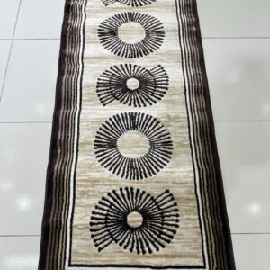 Mocha Orbit Premium Turkish Geometric Runner Rug – Brown, Beige & Ivory, 60 × 150 cm (2 × 4.9 ft)