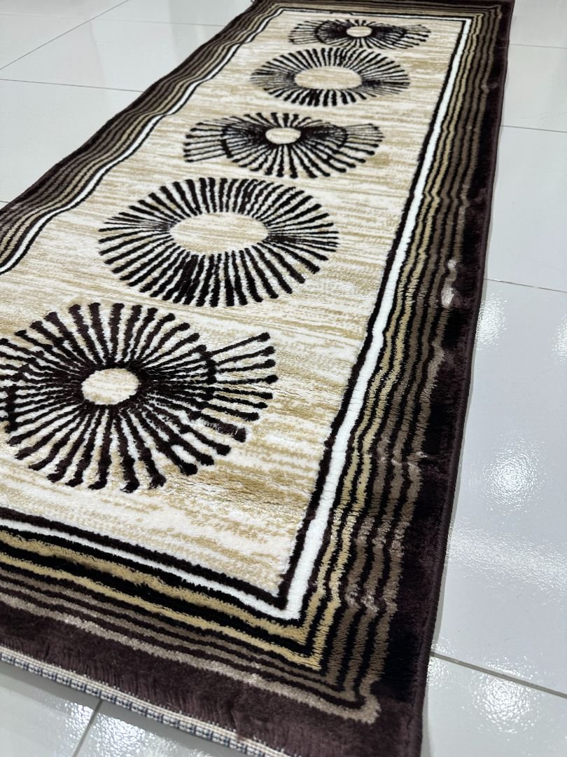 Mocha Orbit Premium Turkish Geometric Runner Rug – Brown, Beige & Ivory, 60 × 150 cm (2 × 4.9 ft) - Image 3