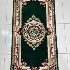 Emerald Darbar Bangladeshi Entryway Rug – Traditional Green Door Mat Carpet, 2 × 4 ft, 10mm