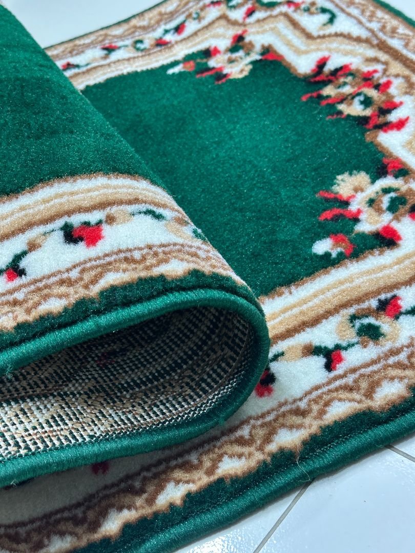Emerald Darbar Bangladeshi Entryway Rug – Traditional Green Door Mat Carpet, 2 × 4 ft, 10mm - Image 3