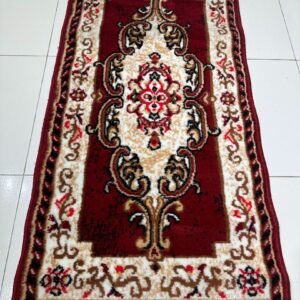 Ruby Nawab Bangladeshi Entryway Rug – Traditional Red Door Mat Carpet, 2 × 4 ft, 10mm
