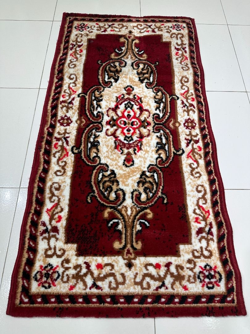 Ruby Nawab Bangladeshi Entryway Rug – Traditional Red Door Mat Carpet, 2 × 4 ft, 10mm
