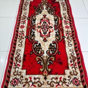 Scarlet Shahi Bangladeshi Entryway Rug – Traditional Red Door Mat Carpet, 2 × 4 ft, 10mm