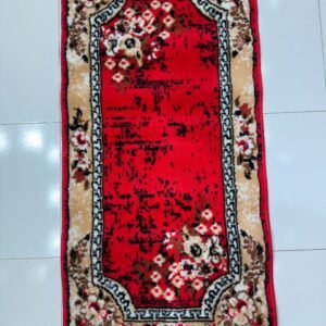 Ruby Gulzar Bangladeshi Entryway Rug – Traditional Red Floral Door Mat Carpet, 2 × 4 ft, 10mm