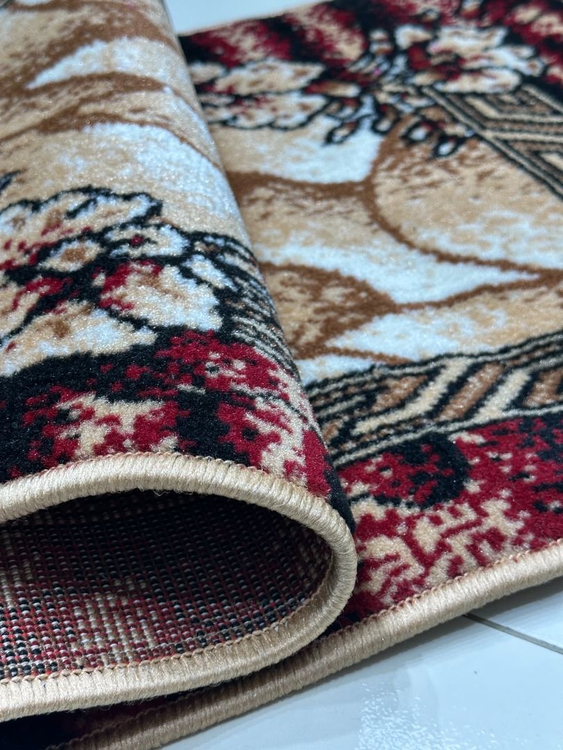 Crimson Mosaic Bangladeshi Entryway Rug – Beige & Maroon Floral Door Mat Carpet, 2 × 4 ft, 10mm - Image 4