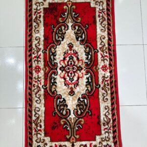 Ruby Imperial Bangladeshi Entryway Rug – Traditional Red Medallion Door Mat Carpet, 2 × 4 ft, 10mm