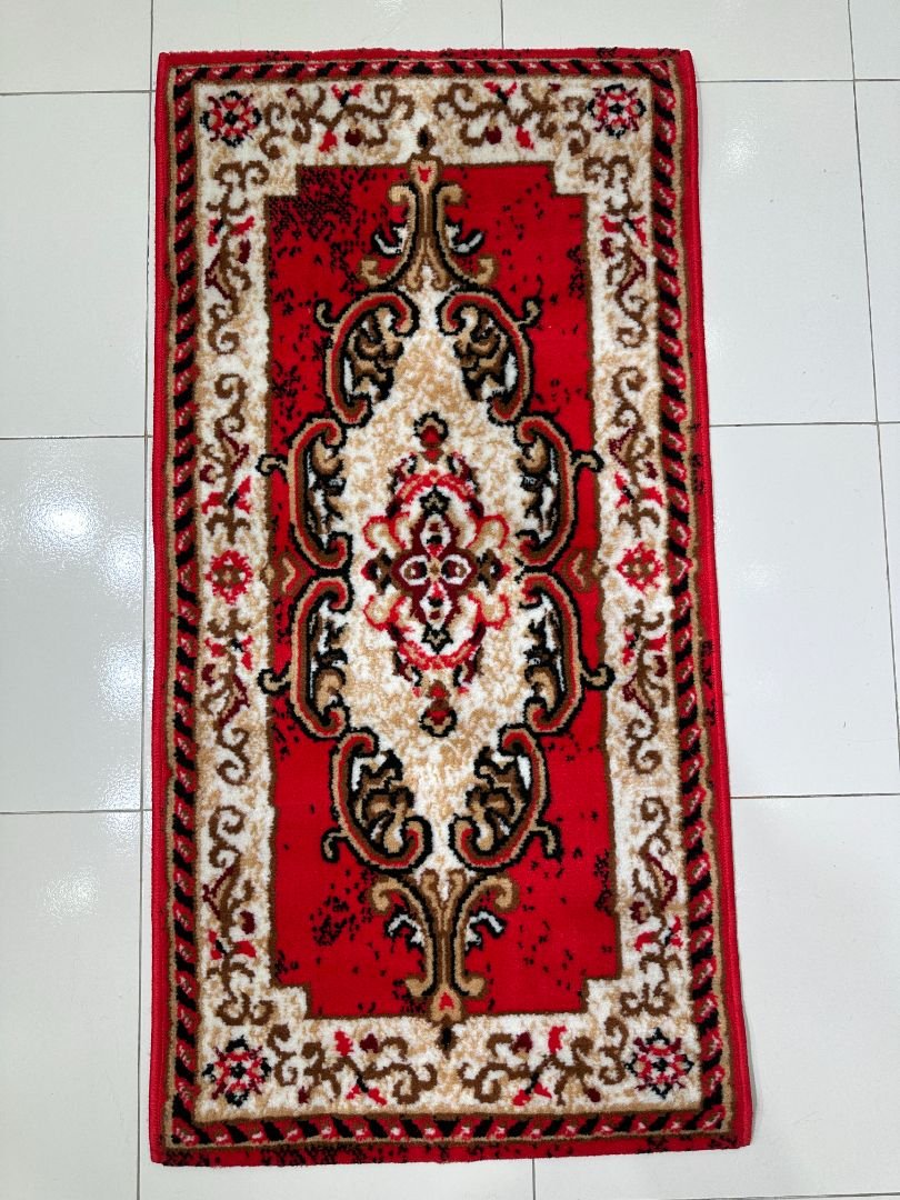 Ruby Imperial Bangladeshi Entryway Rug – Traditional Red Medallion Door Mat Carpet, 2 × 4 ft, 10mm